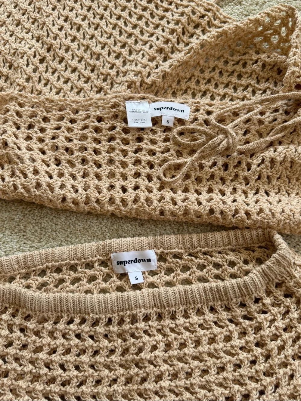 superdown Braelyn Knit Skirt Set Natural Beige Revolve Small - Picture 6 of 7